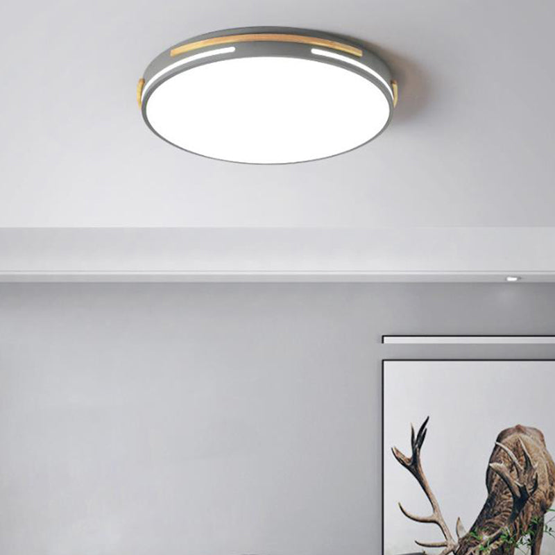 Round Flushmount Macaron Metal LED Grey/White/Green Ceiling Mounted Fixture in Warm/White Light, 16.5"/20.5" Wide