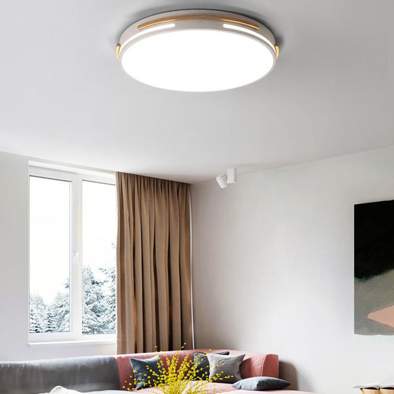 Round Flushmount Macaron Metal LED Grey/White/Green Ceiling Mounted Fixture in Warm/White Light, 16.5"/20.5" Wide