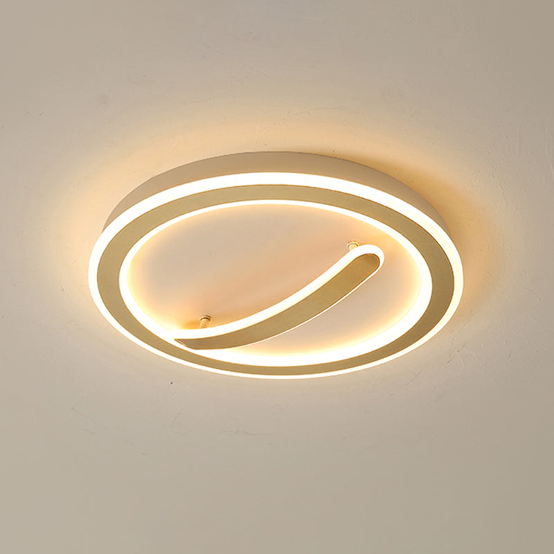 Luminaire de plafond circulaire de 45,7 cm/52,1 cm de large, plafonnier LED simple en acrylique doré/noir et blanc, lumière chaude/blanche/télécommande, gradation continue