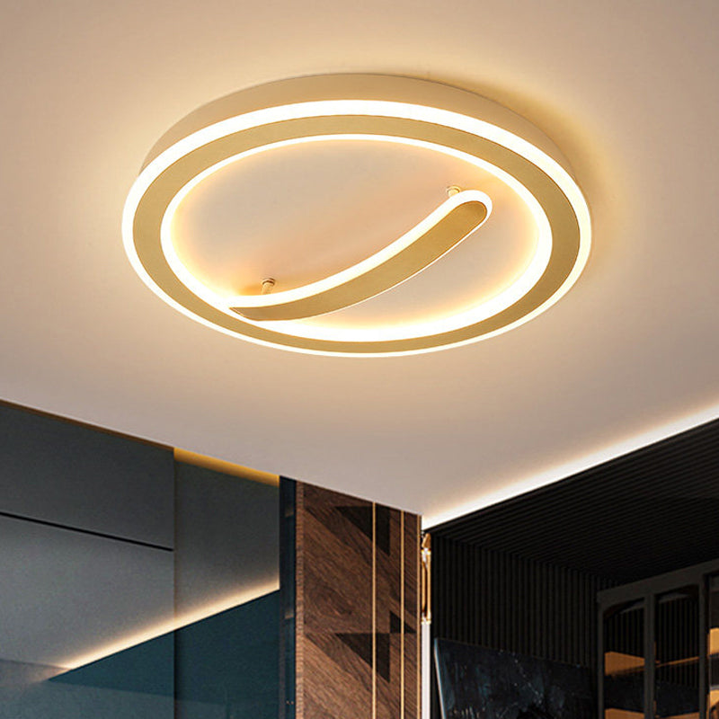 Lampada circolare da soffitto larga 18"/20,5" Lampada da incasso a LED semplice in acrilico oro/bianco e nero, luce calda/bianca/attenuazione continua con telecomando