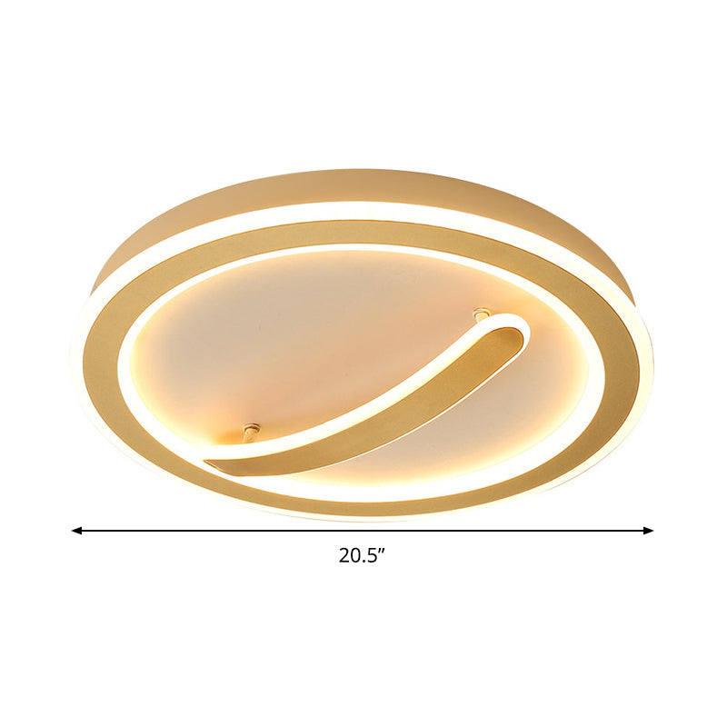 Lámparas de techo circular de 18 "/ 20.5" de ancho simple Lámpara LED incrustada acrílica de oro / blanco y negro, ajuste de luz continuo cálido / blanco / control remoto
