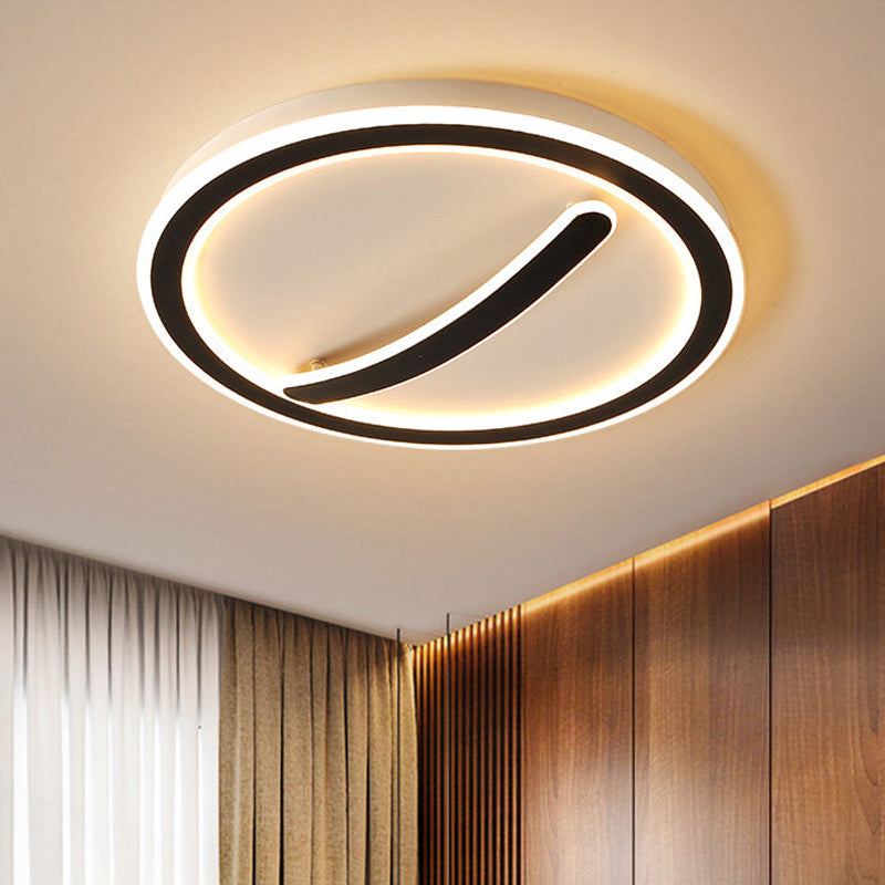 Lampada circolare da soffitto larga 18"/20,5" Lampada da incasso a LED semplice in acrilico oro/bianco e nero, luce calda/bianca/attenuazione continua con telecomando