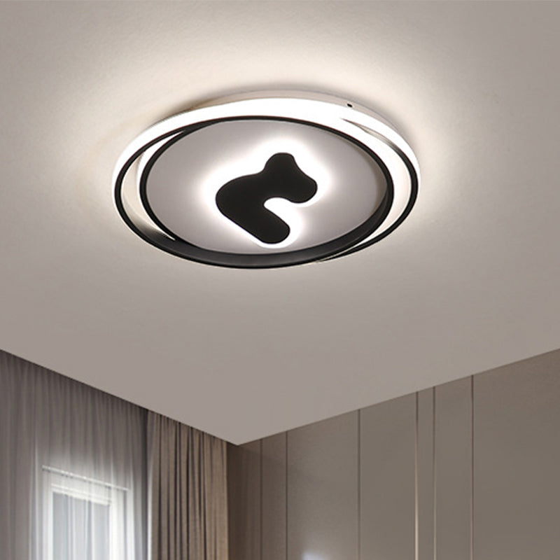 16,5 "/20.5" Wide Circle Acrylique Ceiling Fixture Modernism Black LED Flush Mount Lighting, White / Yellow Light / Remote Control Stepless Dimming