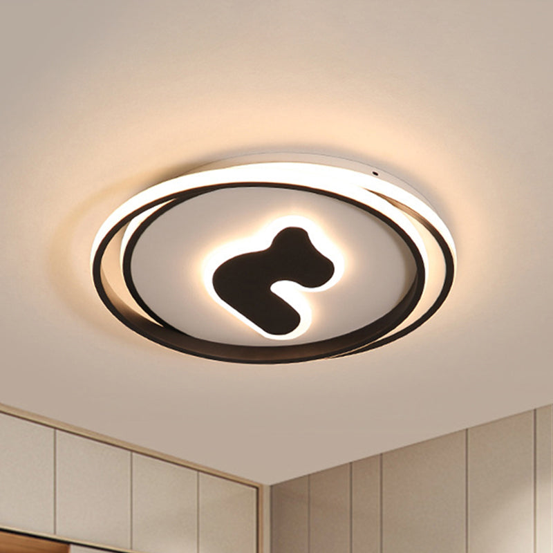 Plafoniera da soffitto in acrilico a cerchio largo da 16,5"/20,5" Modernismo Illuminazione a LED nera con montaggio a incasso, Luce bianca/gialla/Attenuazione continua con telecomando