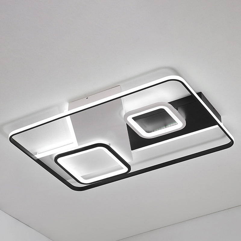 Nero Rettangolo Soffitto Light Moderno Acrilico LED Flush Lampada a Warm / White Light