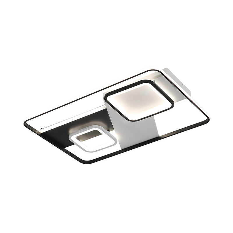 Plafonnier rectangulaire noir, lampe LED moderne en acrylique, lumière blanche chaude/blanche