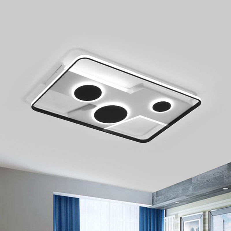 Rectangle Flush Mount Light Fixture Acrylique Black and White LED Ceiling Lamp, Warm / White Light / Remote Control Stepless Dimming