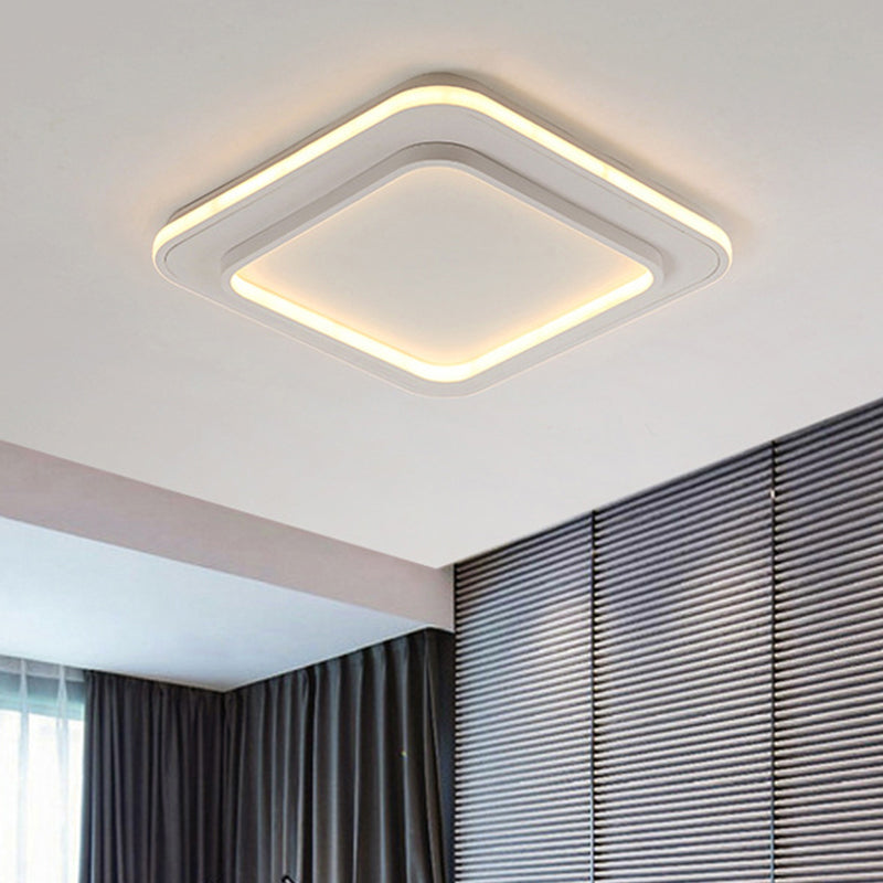 White Square Flush Monte Illuminazione Minimalista Acrilico 18 "/21.5" LED Soffitto LED Fissaggio a Warm / White Light