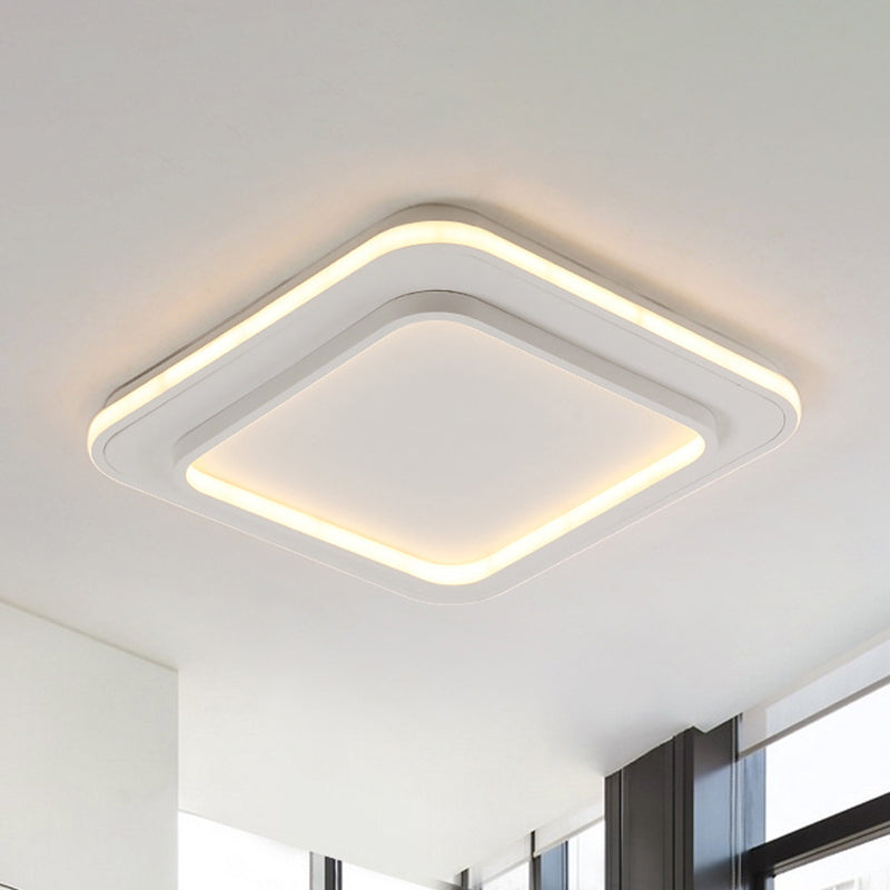 White Square Flush Monte Illuminazione Minimalista Acrilico 18 "/21.5" LED Soffitto LED Fissaggio a Warm / White Light