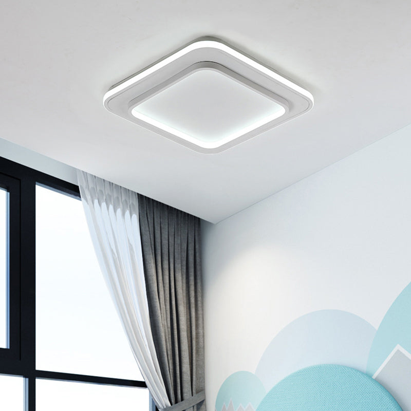 White Square Flush Monte Illuminazione Minimalista Acrilico 18 "/21.5" LED Soffitto LED Fissaggio a Warm / White Light