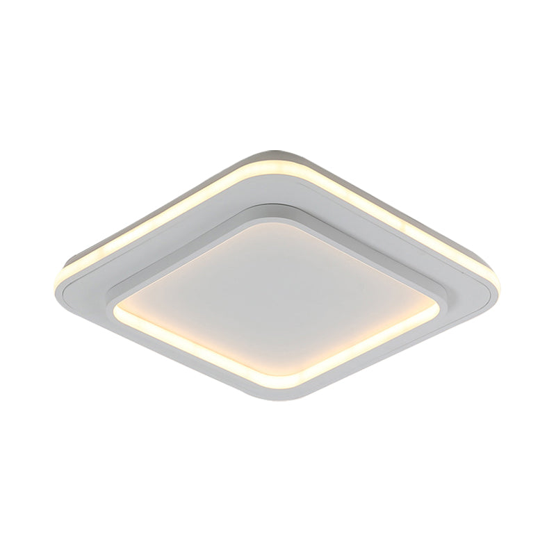 White Square Flush Mount Lighting Minimalist Acrylic 18"/21.5" LED Ceiling Light Fixture in Warm/White Light