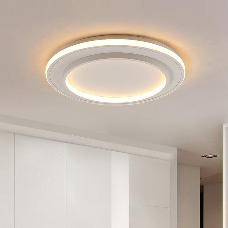 White Disk Flush Mount Light Simple Style Acrylic 18"/21.5" Wide LED Ceiling Light Lamp in Warm/White Light