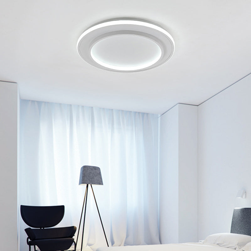 White Disk Flush Mount Light Simple Style Acrylic 18"/21.5" Wide LED Ceiling Light Lamp in Warm/White Light