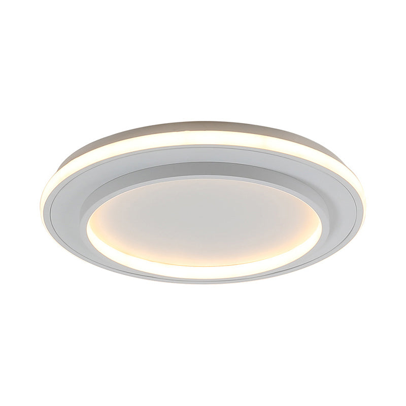 White Disk Flush Mount Light Simple Style Acrylic 18"/21.5" Wide LED Ceiling Light Lamp in Warm/White Light