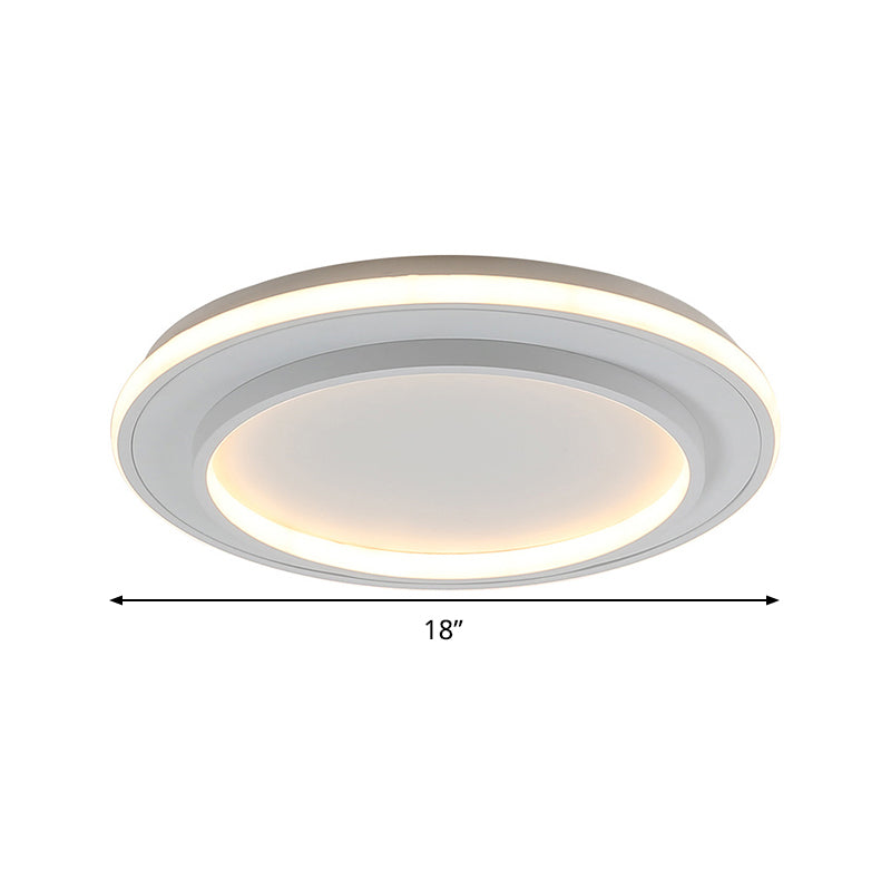 Weiße Scheiben-Unterputzleuchte, einfacher Stil, Acryl, 18"/21,5" breite LED-Deckenleuchte mit warmem/weißem Licht