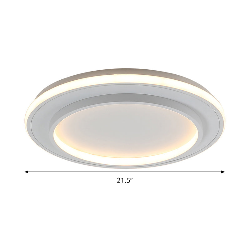 White Disk Flush Mount Light Simple Style Acrylic 18"/21.5" Wide LED Ceiling Light Lamp in Warm/White Light