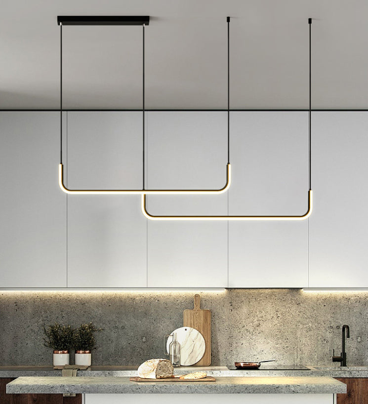 Tube Hanging Island Lights Fills d'éclairage de lustre en aluminium ultra-contemporain pour le restaurant