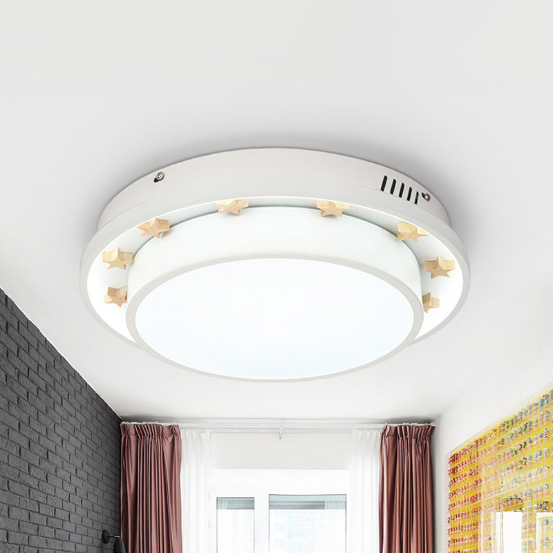 Circular Flush Mount Modernist Metal 16"/19.5" Wide LED White Ceiling Light Fixture for Bedroom