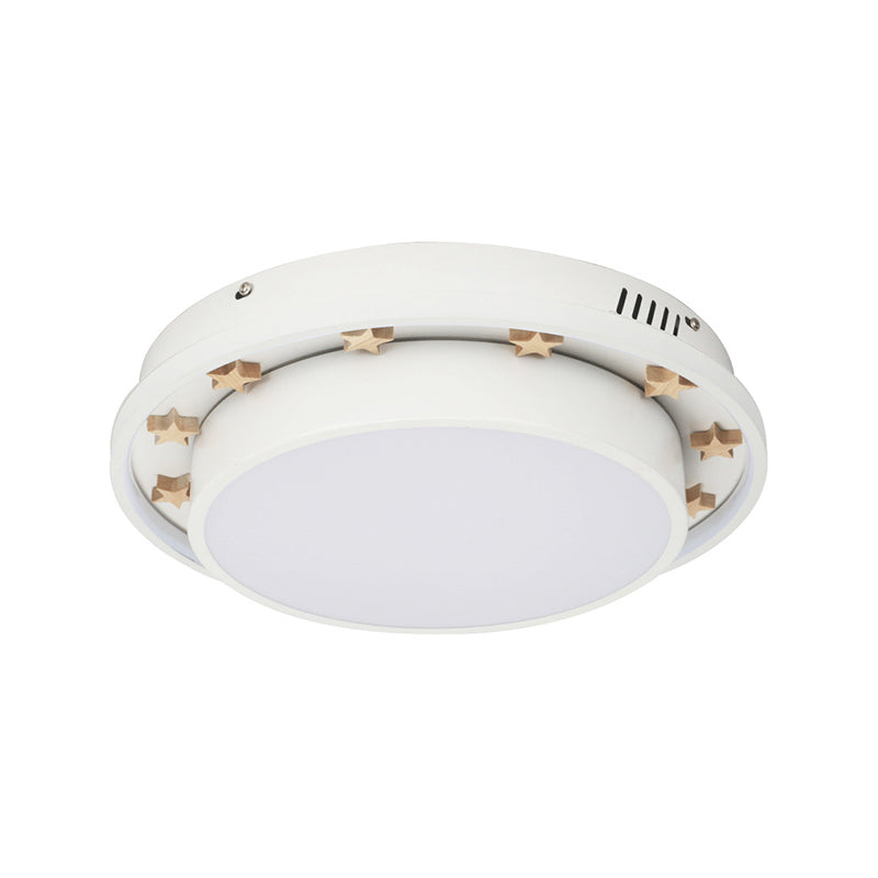 Lámpara de techo LED blanca de metal modernista de montaje empotrado circular de 16"/19,5" de ancho para dormitorio