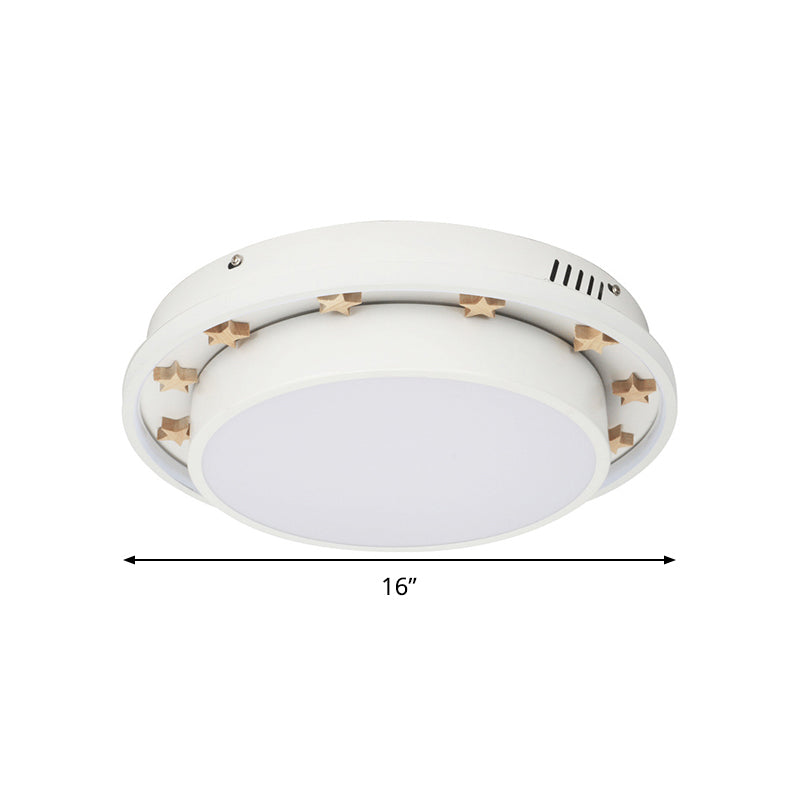 Circular Flush Mount Modernist Metal 16"/19.5" Wide LED White Ceiling Light Fixture for Bedroom