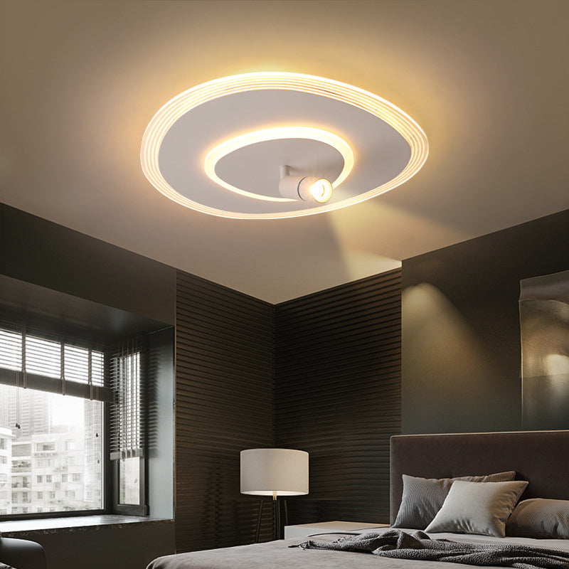 White 1-Light Semi Flush Mount in Modern Creative Style Metal Indoor Ceiling Light with Oblong Acrylic Shade