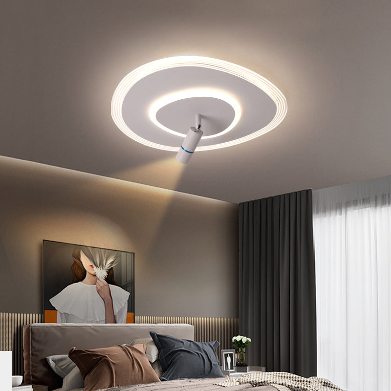 White 1-Light Semi Flush Mount in Modern Creative Style Metal Indoor Ceiling Light with Oblong Acrylic Shade