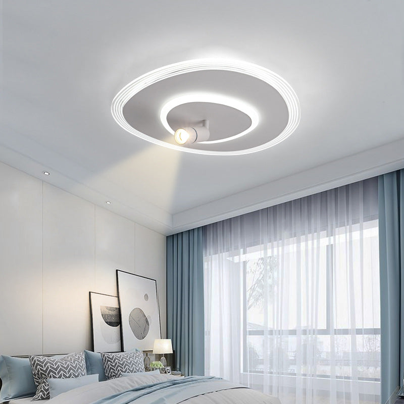 White 1-Light Semi Flush Mount in Modern Creative Style Metal Indoor Ceiling Light with Oblong Acrylic Shade