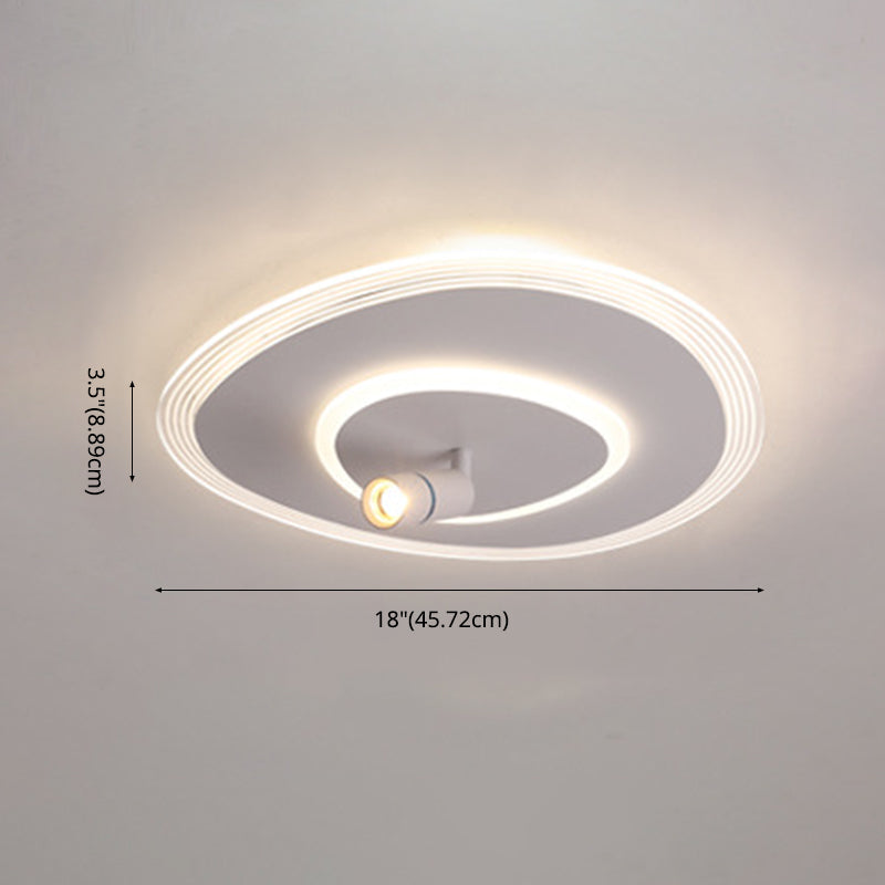 White 1-Light Semi Flush Mount in Modern Creative Style Metal Indoor Ceiling Light with Oblong Acrylic Shade