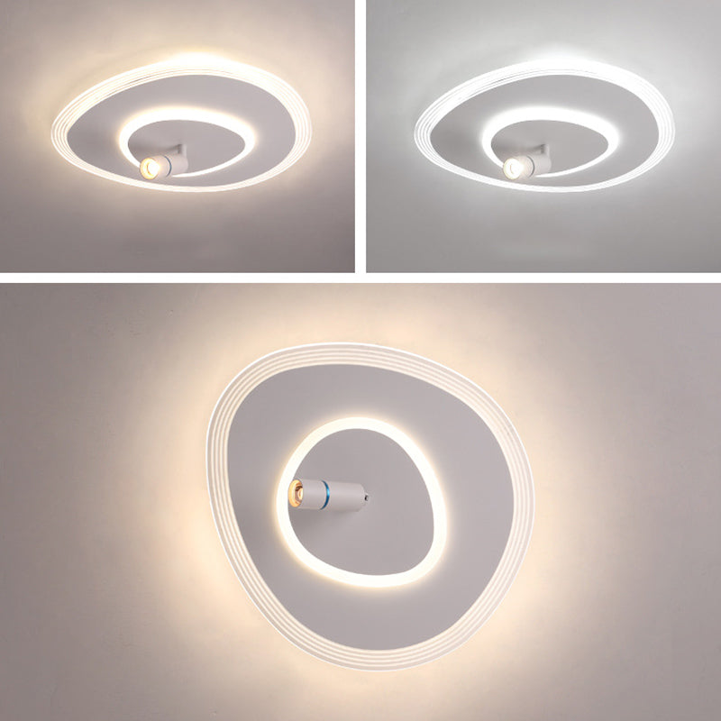 White 1-Light Semi Flush Mount in Modern Creative Style Metal Indoor Ceiling Light with Oblong Acrylic Shade