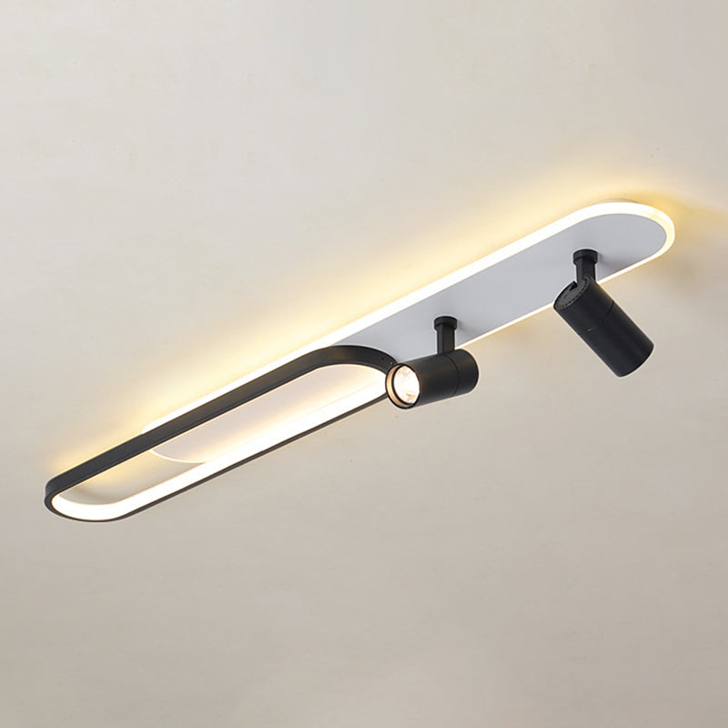 LED ovale en acrylique Mont semi-affleurant en plafond en métal de style concis moderne pour le couloir