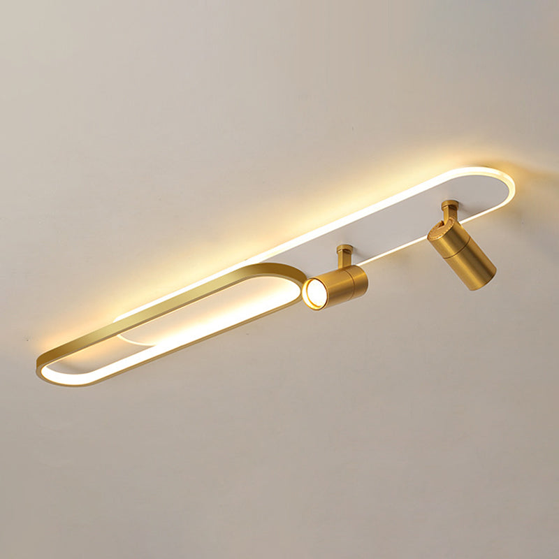 Acryl oval LED Semi Flush Mount in moderner prägnanter Metalldecke für Korridor