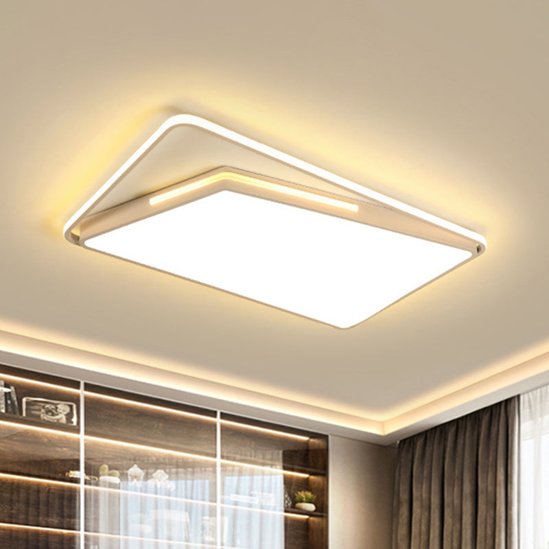 Zeitgenössisches Rechteck Deckenmontierte Licht Metall Wohnzimmer Schwarz/Weiß LED Flush Leuchte, Warm/White/3 Farbe Licht