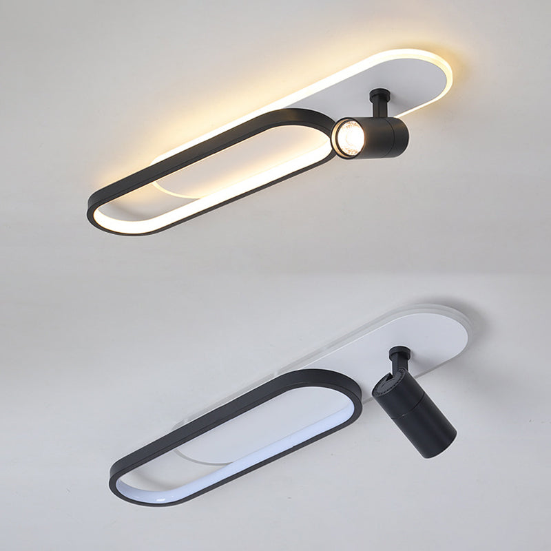 Acrilic Oval LED SEMI FLUST MAUT IN MODERNO LIGUATO DI METALE METALE CONCIDO PER CORRIDORE