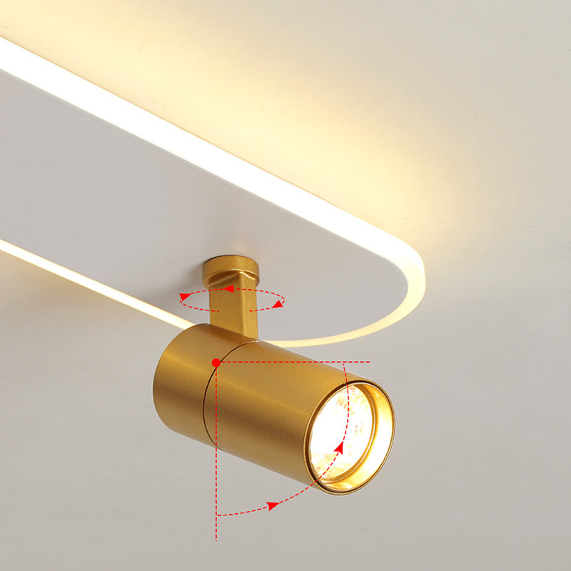 Montaje semi descarga de LED ovalado acrílico en moderna luz de techo de metal de estilo conciso para corredor