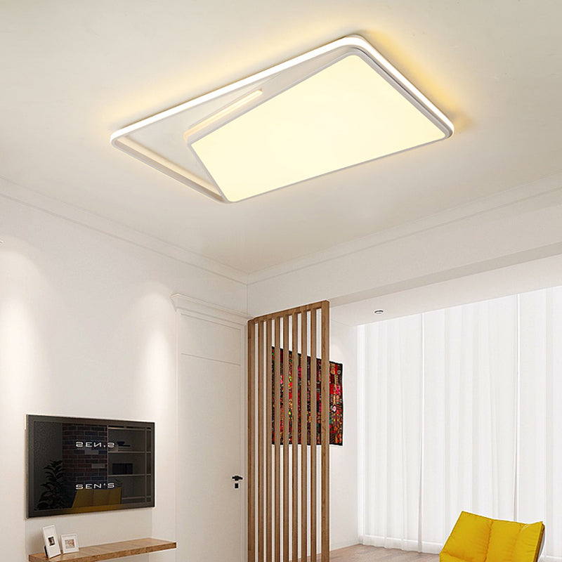 Zeitgenössisches Rechteck Deckenmontierte Licht Metall Wohnzimmer Schwarz/Weiß LED Flush Leuchte, Warm/White/3 Farbe Licht