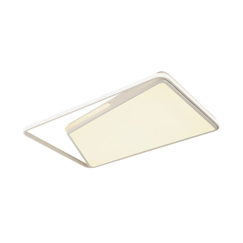 Plafonnier rectangulaire contemporain en métal pour salon, luminaire encastré à LED noir/blanc, lumière chaude/blanche/3 couleurs