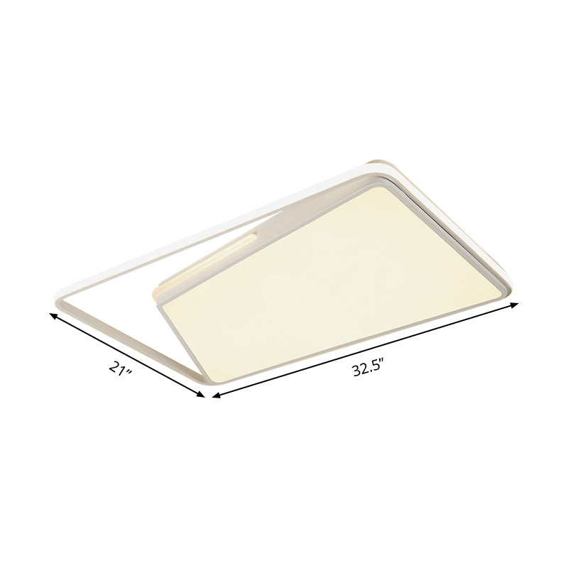 Plafonnier rectangulaire contemporain en métal pour salon, luminaire encastré à LED noir/blanc, lumière chaude/blanche/3 couleurs