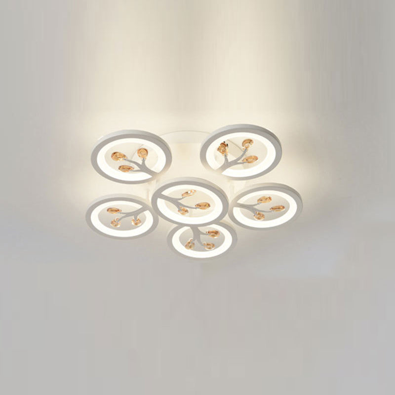 Lampada a soffitto a forma di cristallo a forma di semifulò a LED bianco minimalista per soggiorno