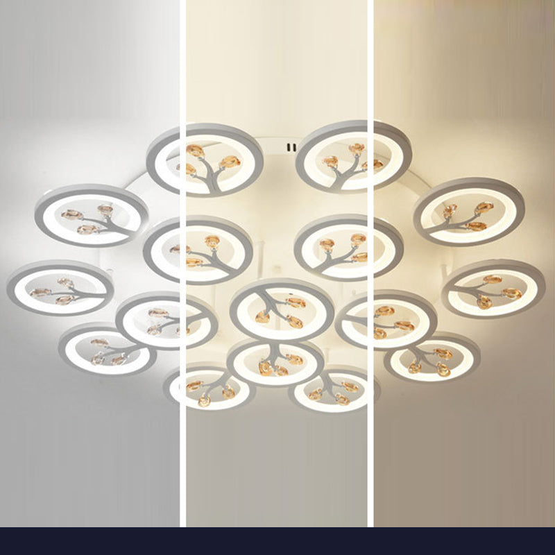 Lampe de plafond en forme d'arbre en cristal Minimaliste LED blanc semi-luxueuse pour le salon