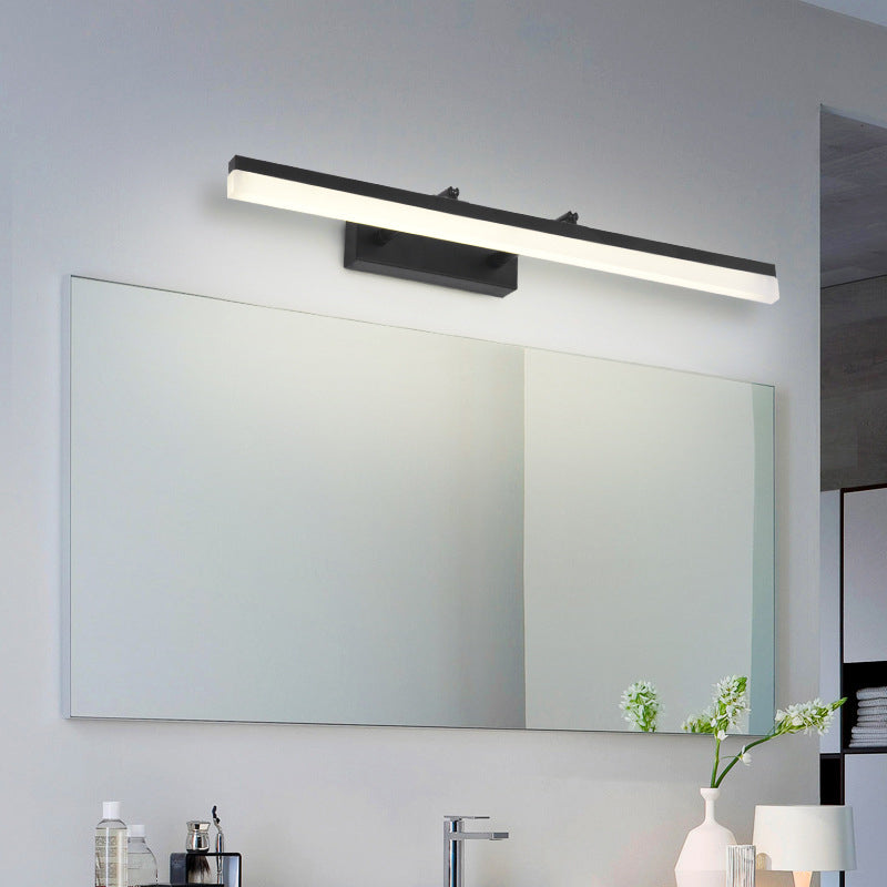 Iluminación de pared lineal acrílica lámpara de montaje de pared negra LED minimalista para baño