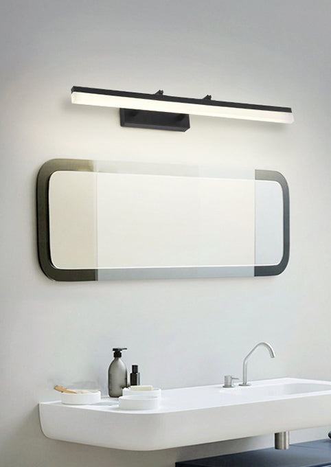 Iluminación de pared lineal acrílica lámpara de montaje de pared negra LED minimalista para baño