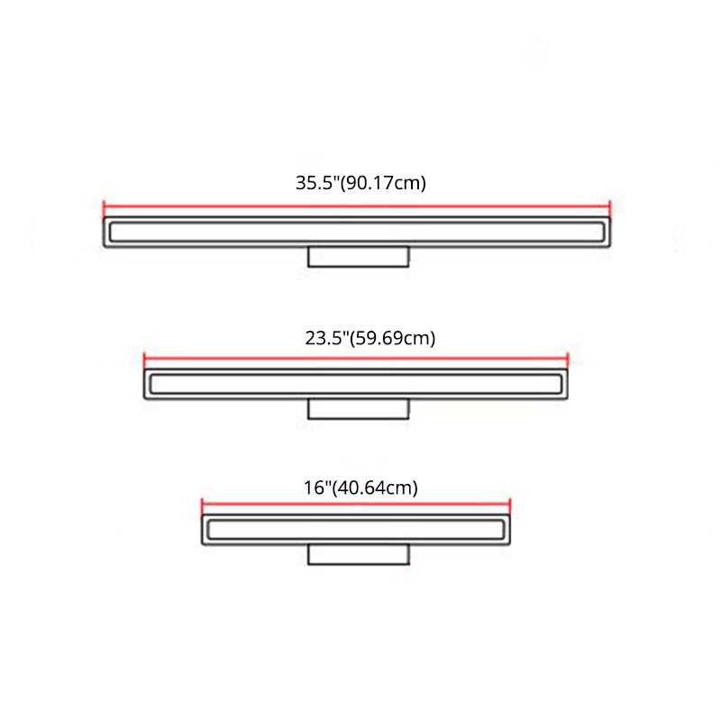 Lámpara rectangular de metal lámpara minimalista de pared led montada luminosa lámpara de luz