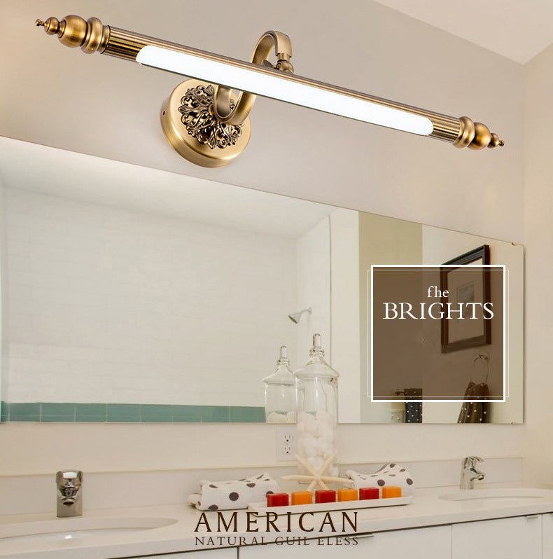 Iluminación de pared alargada de bronce estilo moderno led acrílico luz de aplique para baño