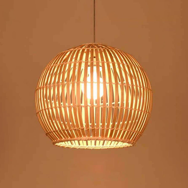 Costrista esférico a mano Asia Art Deco 1 Bulb Bamboo Luz colgante para mesa de comedor