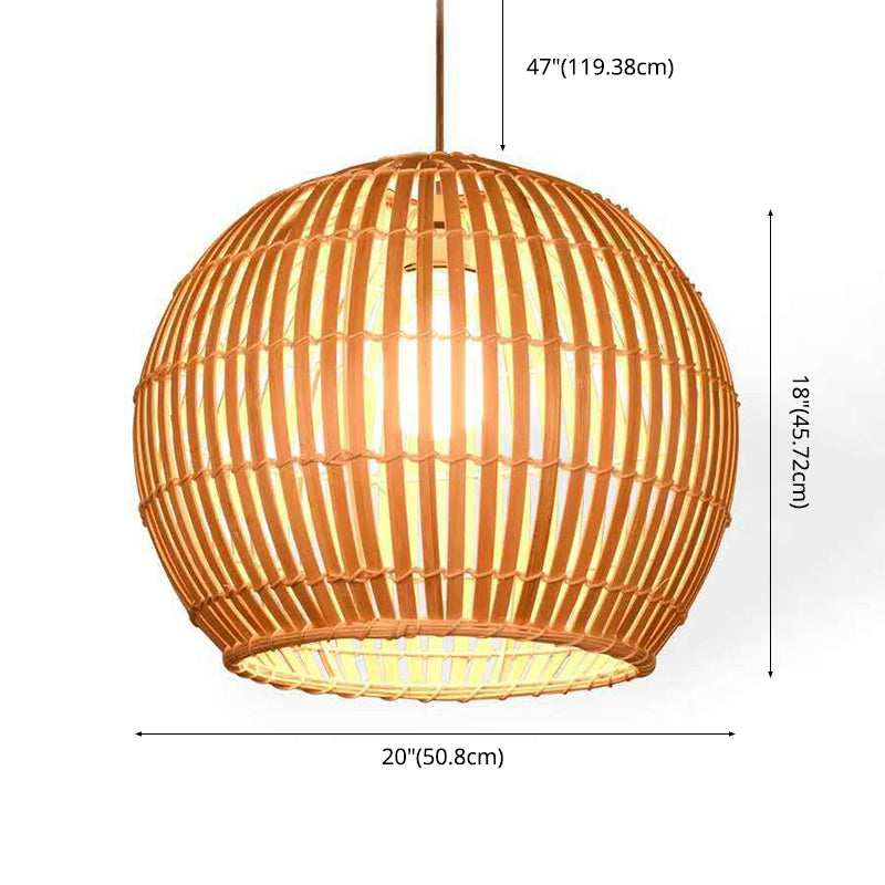 Costrista esférico a mano Asia Art Deco 1 Bulb Bamboo Luz colgante para mesa de comedor