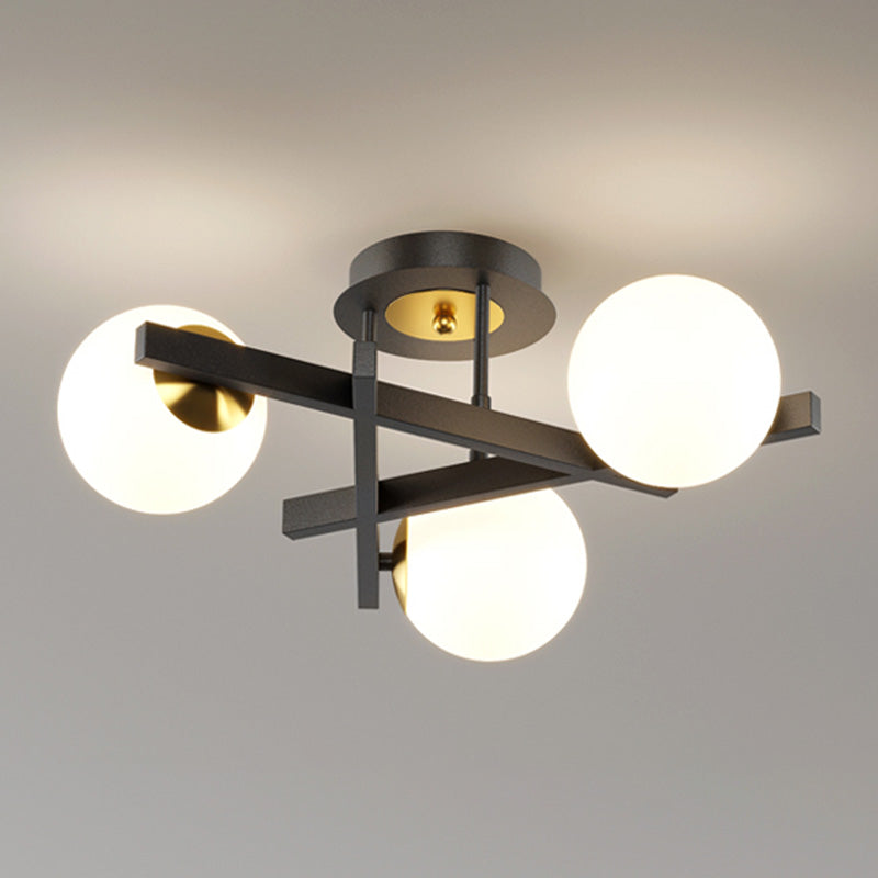 Round Shape Semi Flush Mount Light Fixture glas Wit semi-spoelkroonluchter voor slaapkamer