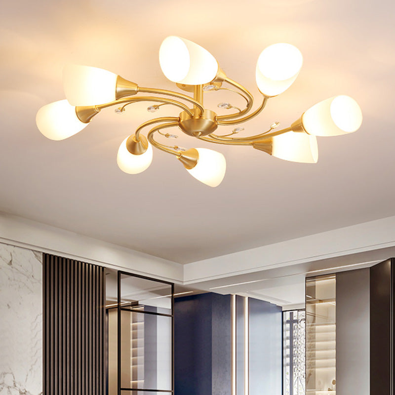 Shaded Ceiling Mount Light Fixture Simple-Style Glass Dinning Room Ceiling Light in Gold