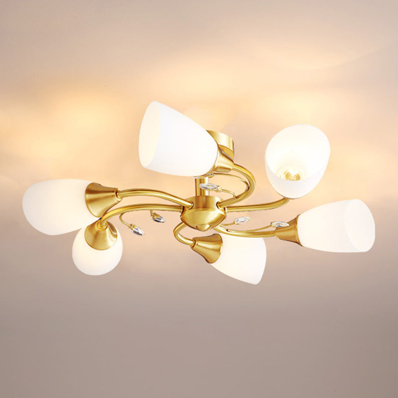 Shaded Ceiling Mount Light Fixture Simple-Style Glass Dinning Room Ceiling Light in Gold