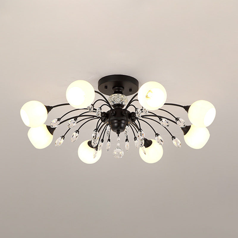 Glass Black Close to Ceiling Lighting Round-Shape Traditional Ceiling Mounted Fixture