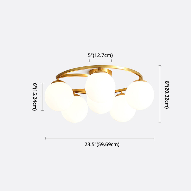 Kugelglas Deckenmontage Leuchte Einfacher Stil weißer Deckenmontage Kronleuchter